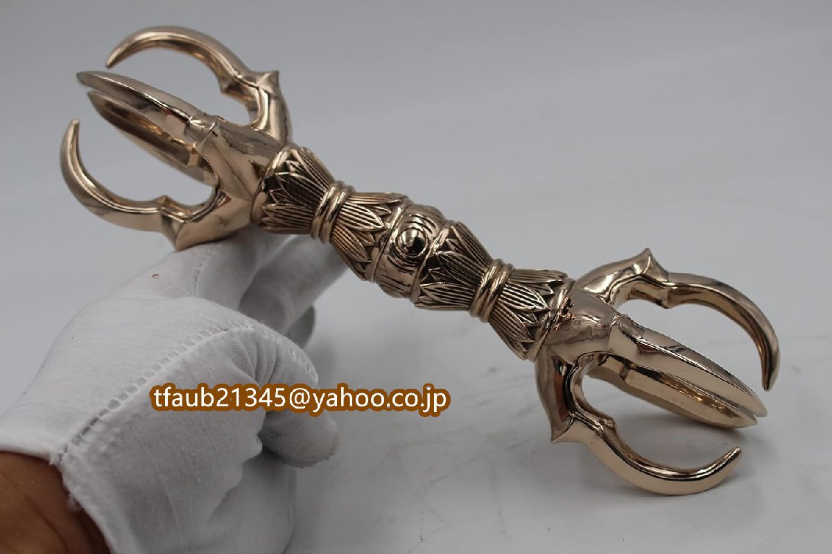 【ケーリーフショップ】密教法具 五鈷杵大々型長さ21cm金剛杵真鍮仏具寺院仏具手道具密教で使われる仏具拍卖