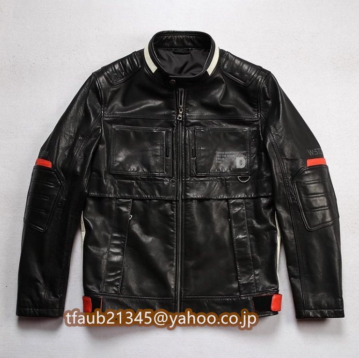 羊革 レザージャケット シープスキン シングルライダース メンズファッション 本革 革ジャン バイクレザー 植鞣し bigsize 46~58拍卖