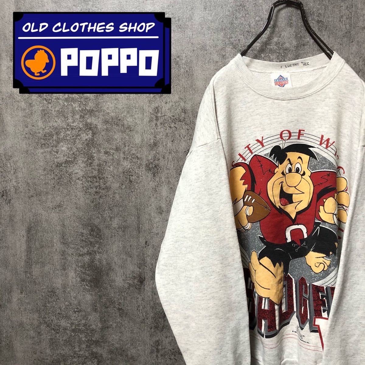 ウィスコンシン大学×フリントストーンズ☆USA製バシャーズビッグキャラスウェット拍卖