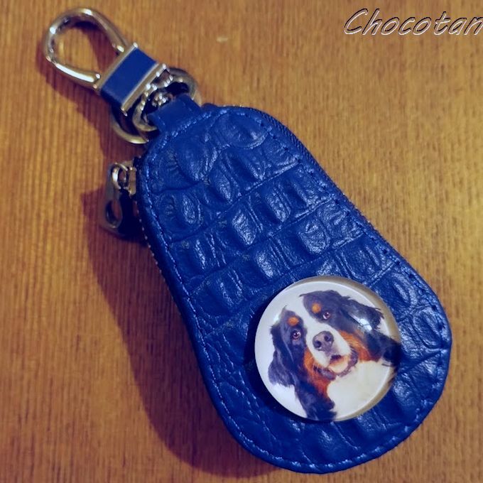 【送料無料】バーニーズマウンテン B キーケース 青【ガラス イラスト】【新品】拍卖