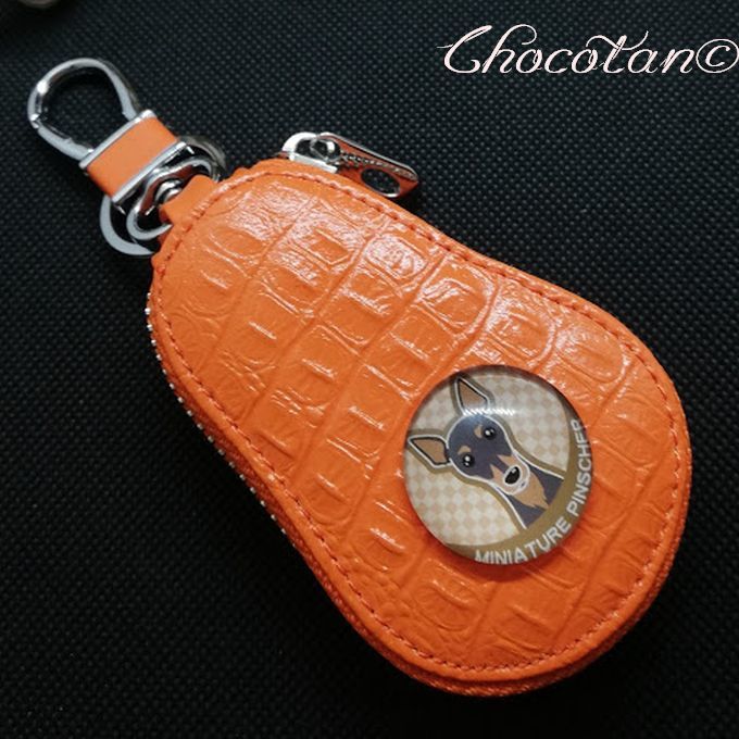 【送料無料】ミニチュアピンシャー キーケース オレンジ【新品】拍卖