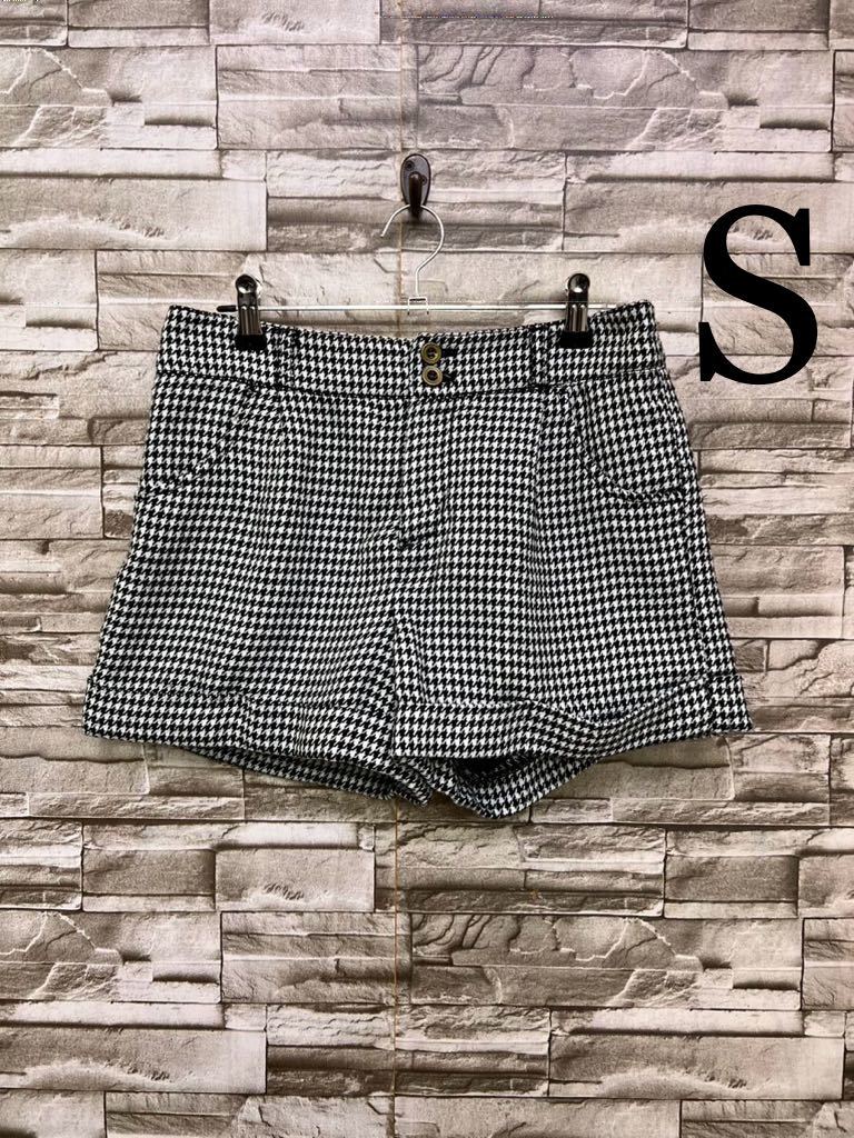 S Honeys ハニーズ COLZA ブラック ホワイト 千鳥柄 ショートパンツ パンツ レディース拍卖