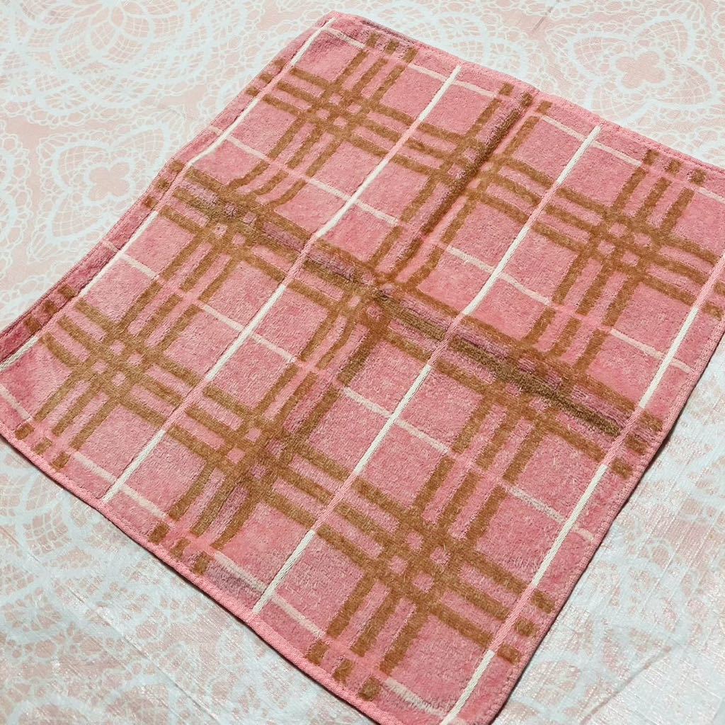 新品/BURBERRY/タオルハンカチ/正規品/バーバリー/綿100%/未使用/即決/匿名発送/ノバチェック/ハンドタオル/ピンク/ストライプ/258/拍卖