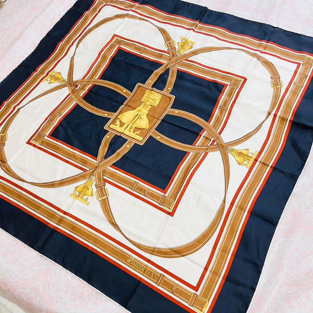 【シルク100%】BURBERRY/大判スカーフ/正規品/バーバリー/ストール/即決あり/ノバチェック/Burberrys/絹100%/86cm/中古/ヴィンテージ拍卖