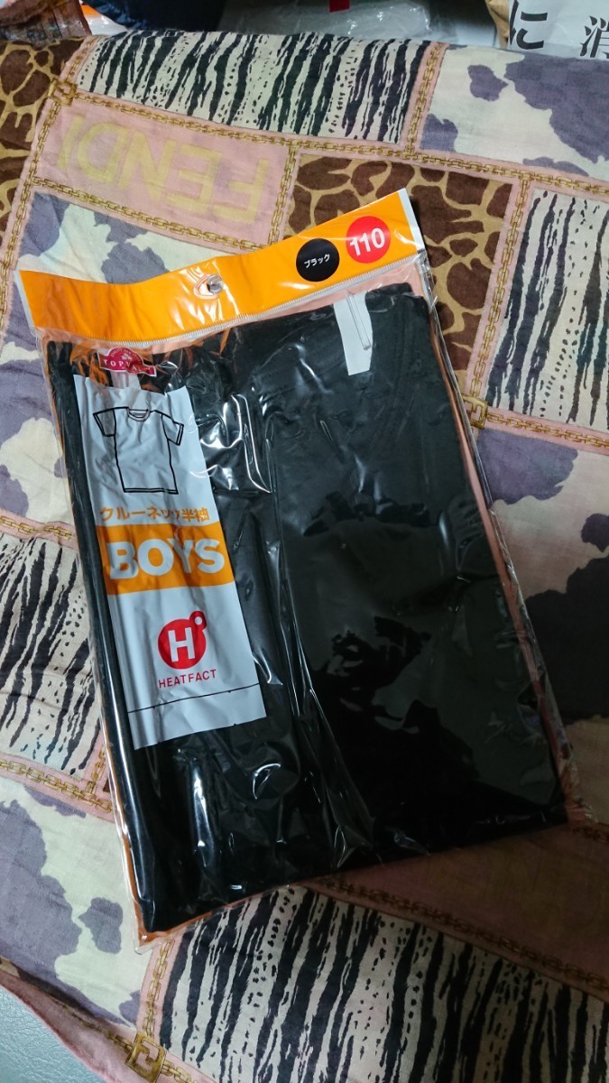 〇♪1010☆保管品・未使用☆TOPVALU☆HEATFACT☆クルーネック半袖 黒100拍卖