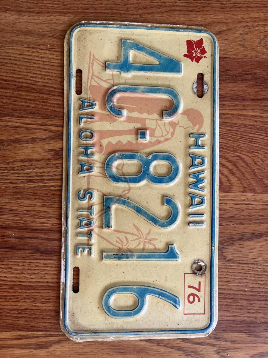 【ヴィンテージ】ハワイのナンバー・プレート:1970年台に使用のヴィンテージ品 ・4C拍卖