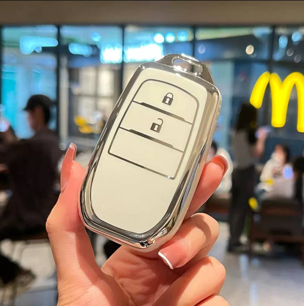 【送料無料、匿名配送】トヨタ スマートキーケース TPU キーカバー ホワイト 2ボタン ハリアー プリウス 60系拍卖