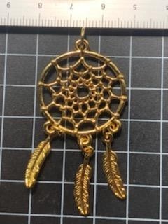 ドリームキャッチャー★ペンダント(キーホルダー)金★インディアン★フェザー拍卖