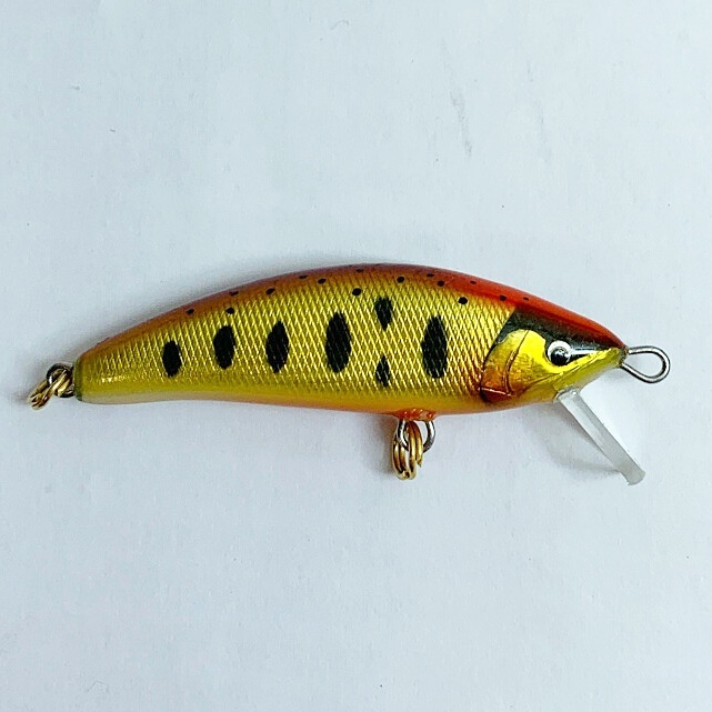 ★★ mojo F handmade works ミノー 2.8g オレンジ系 x イエロー系 キズあり やや傷や汚れあり拍卖