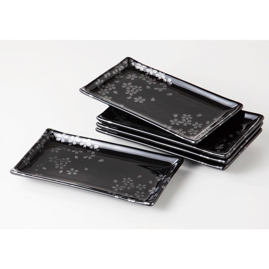 美濃焼! ☆銀彩桜・焼物皿5枚セット☆ V4131-5 未使用 プレート 角皿 丼 碗 盛鉢 盛皿 鉢 盛鉢 プレート ギフト拍卖