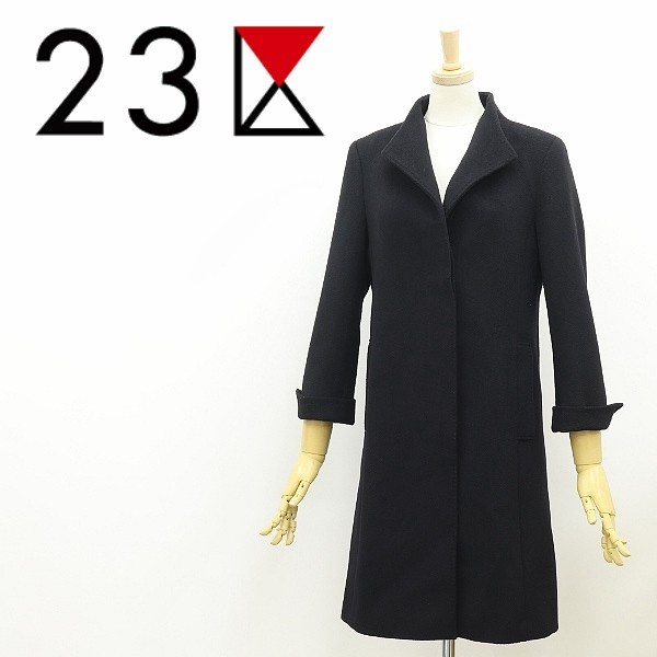 美品◆23区 アンゴラ混 ウール コート 黒 ブラック 32拍卖