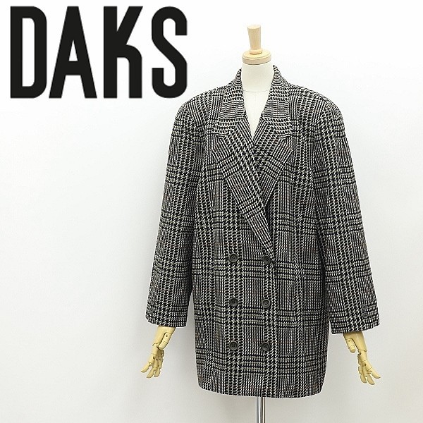 ◆DAKS ダックス×WILLIAM BROWN社 グレンチェック柄 ウール ツイード ダブル コート 11AR拍卖