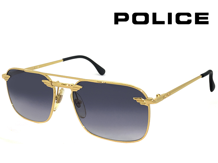 未使用 ポリス ヴィンテージ サングラス 2147-006 police レトロ 訳あり メンズ Sサイズ スクエア ツーブリッジ UVカット拍卖