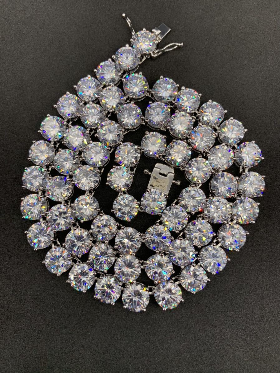 超大粒8㎜!18インチ ジルコニア テニスチェーン ブリンブリン ネックレス拍卖