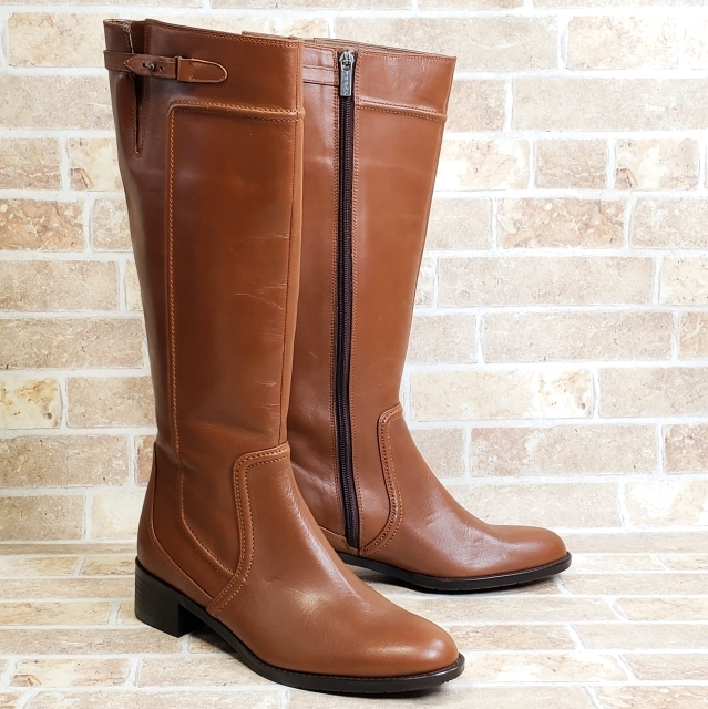 美品 リーガル REGAL レザー ロングブーツ ブラウン 23.5 日本製 ブーツ 拍卖