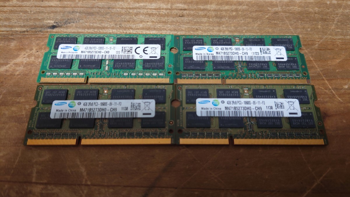 ノート用 DDR3 4GB×4枚 動作未確認 ジャンク拍卖