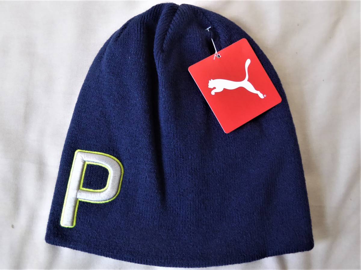 PUMA GOLF プーマ ゴルフ 防寒 保温 ビーニー ニットキャップ 紺 ②拍卖