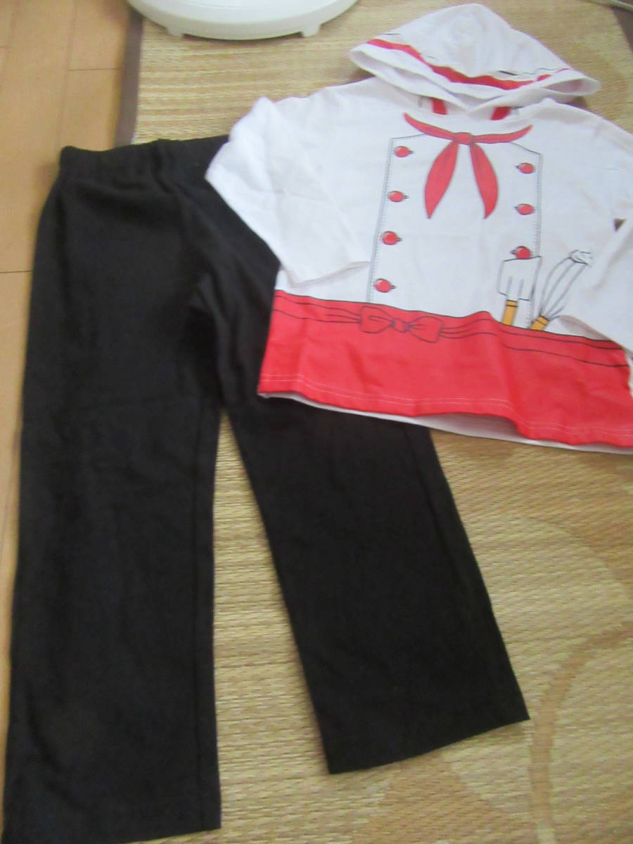 新品㈱ニッセンフード付き長袖Tシャツパンツセット110サイズコックさん風なりきりルームウエアパジャマ等にも激安即決290円拍卖