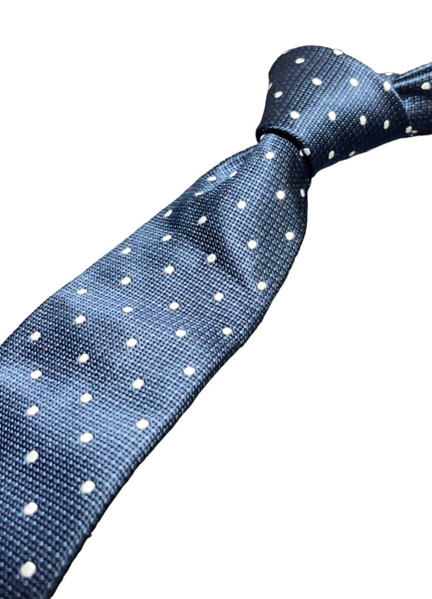 バーバリー ブラックレーベル ドット柄 ネクタイ ネイビー 日本製拍卖