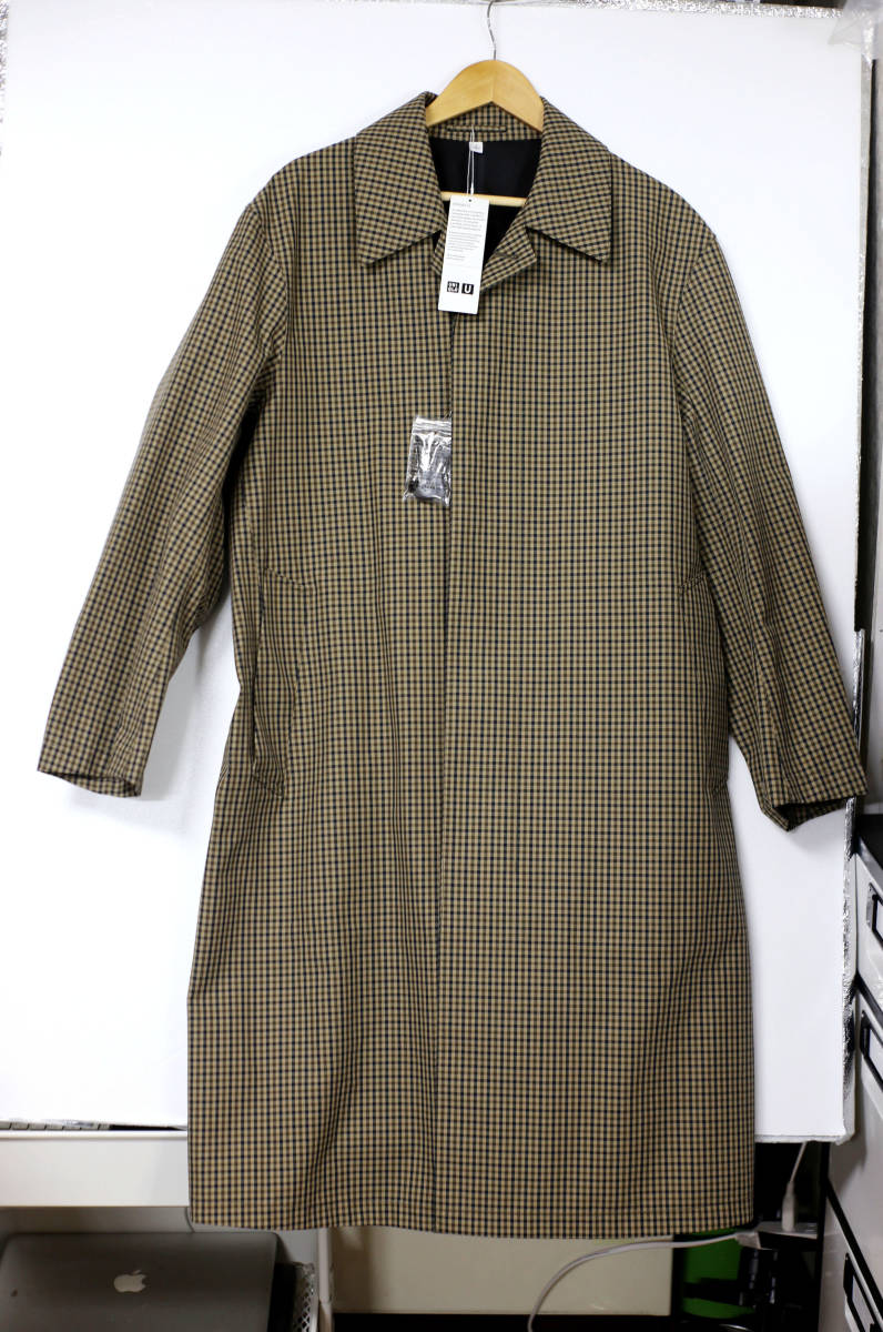 未着用/UNIQLO U/Lサイズ ブロックチェックステンカラーコート拍卖