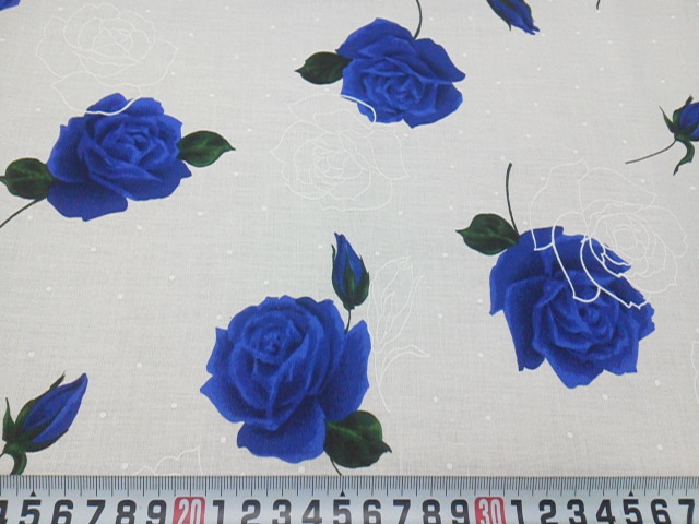 ★即決セール★(N-112) 花柄 バラ 薔薇♪ 青色 幅が広い生地♪:ズバリ1m/599円!シーツ インテリア カーテン 風呂敷 敷物に♪ 布 生地拍卖
