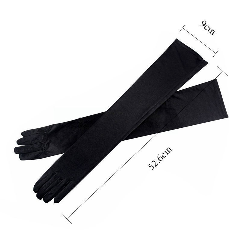 送料200円2点目100円 ★セクシー サテン ロンググローブ 黒拍卖