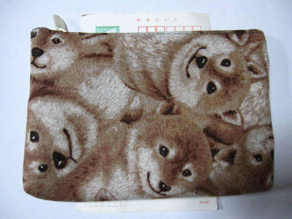 手作り 大 ポーチ 柴犬 動物 いぬ 柄 模様 アニマル リネン ハンドメイド 冬 財布 小物 充電器 眼鏡 男女 兼用 格安 リアル 可愛 綿麻 幅広拍卖