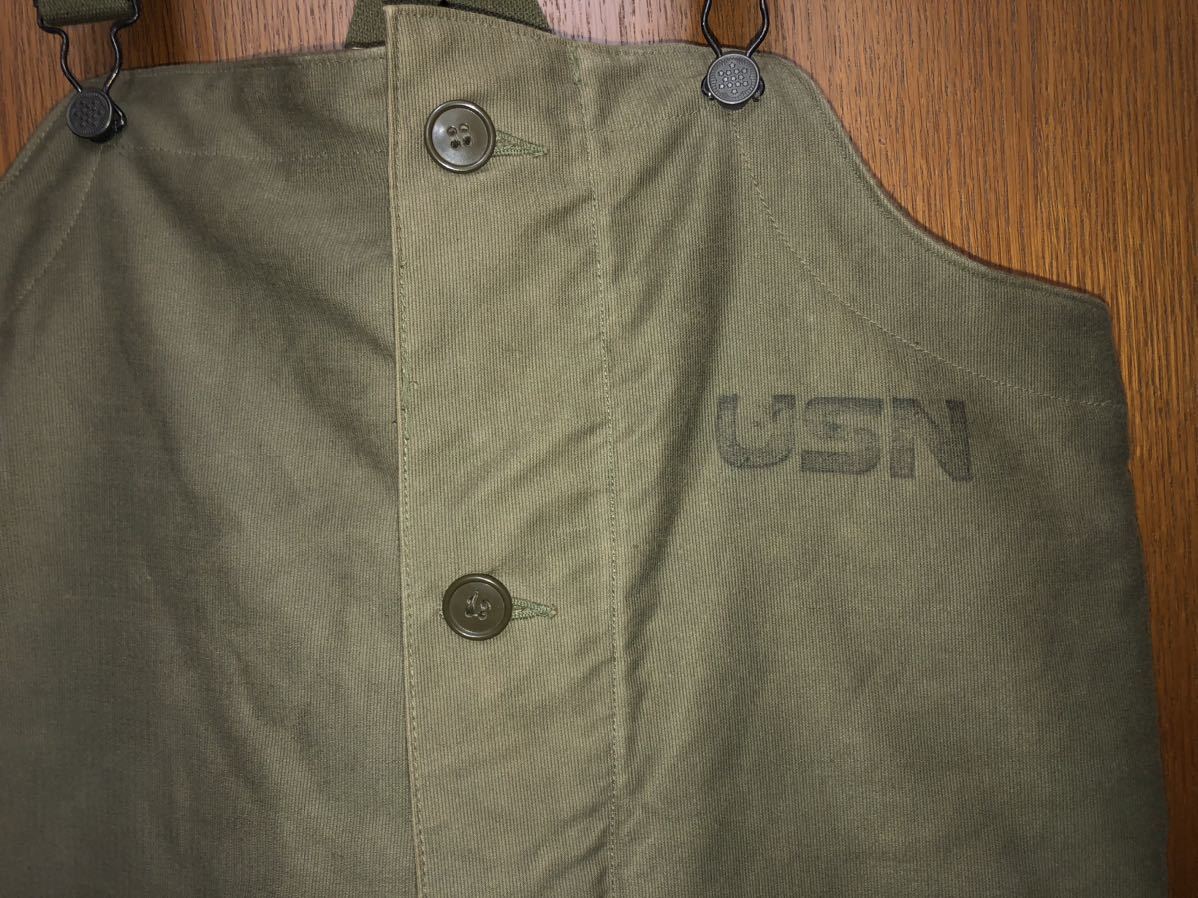 US NAVY デッキパンツ オーバーオール サイズS ビンテージTALONジップカーキモスグリーンオリーブ USネイビー ミリタリー アメリカ軍 古着拍卖