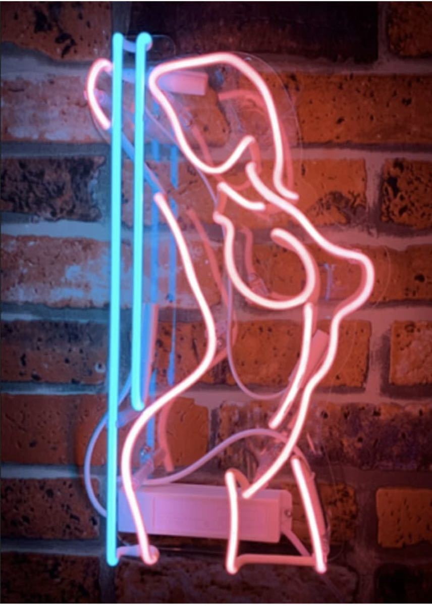 オーダーメイド ネオンサイン 女性シルエット 青ピンク ガラス管 オリジナル 拍卖
