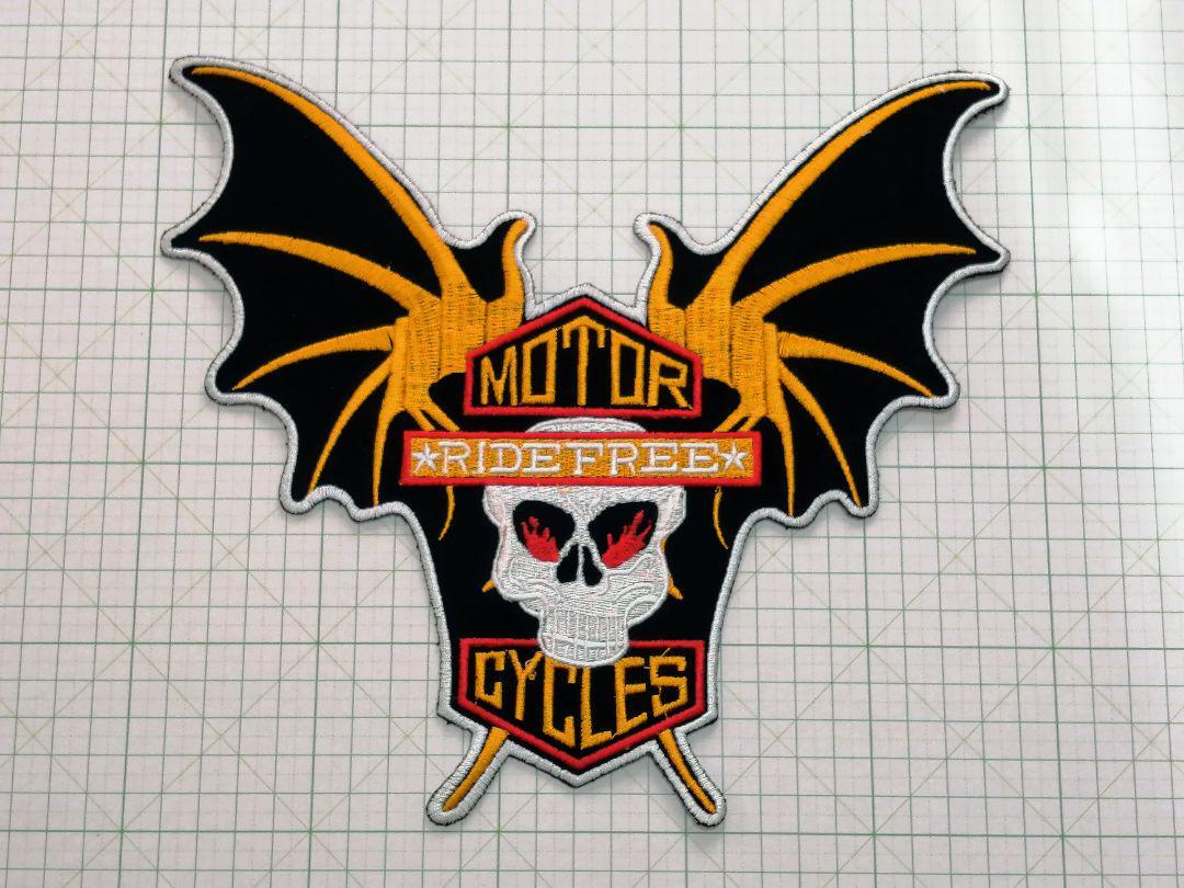 *★ ドクロ ワッペン 骸骨 ビックサイズ モータースポーツ バイク ★ アイロン接着OK拍卖