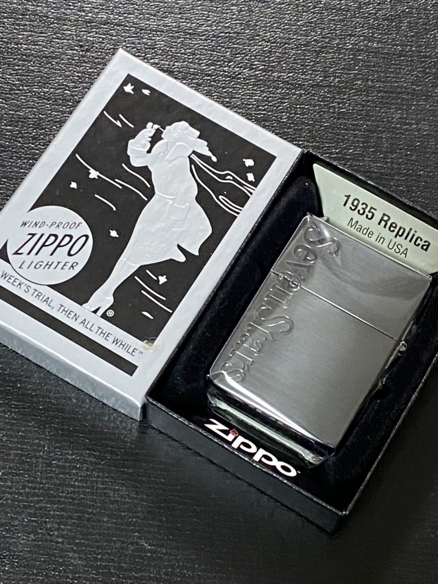 zippo Seven Stars 1935REPLICA 限定品 ブラックチタン 希少モデル 2017年製 外ヒンジ セブンスター 両面刻印 ケース 保証書付き拍卖