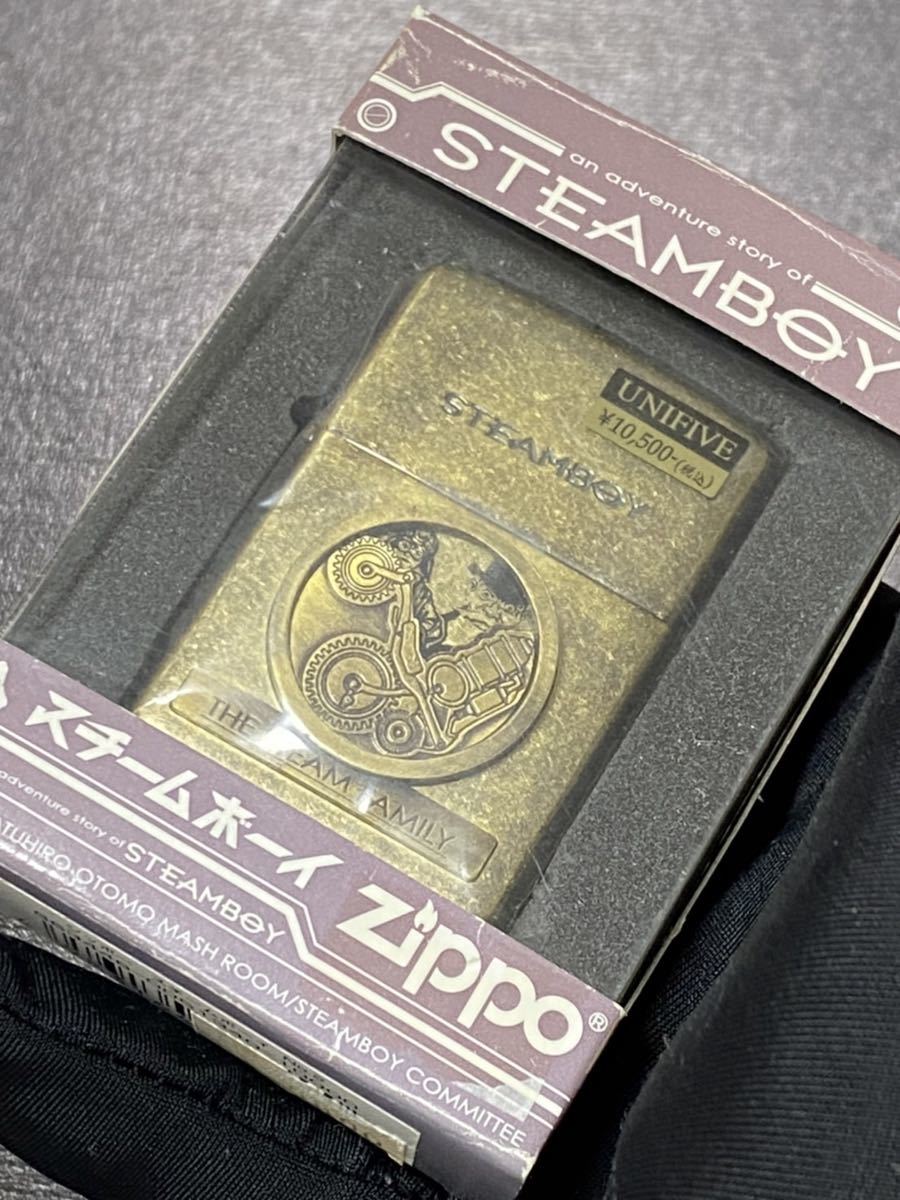 zippo STEAM BOY GOLD METAL 特殊加工 希少モデル 2004年製 スチームボーイ ゴールドメタル 専用ケース 保証書付き拍卖