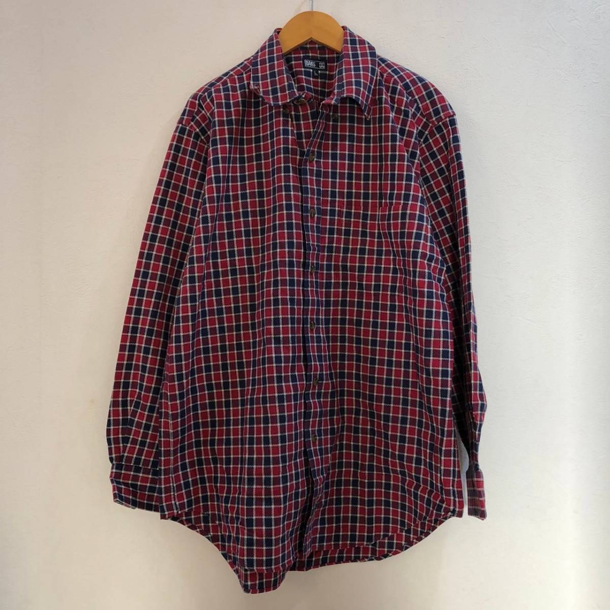 DAKS/ダックス 長袖 チェック柄シャツ レッド ネイビー メンズ L拍卖