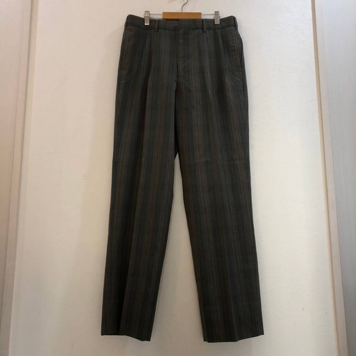 Crocodile/クロコダイル スラックスパンツ チェック柄 グリーン メンズ 82拍卖