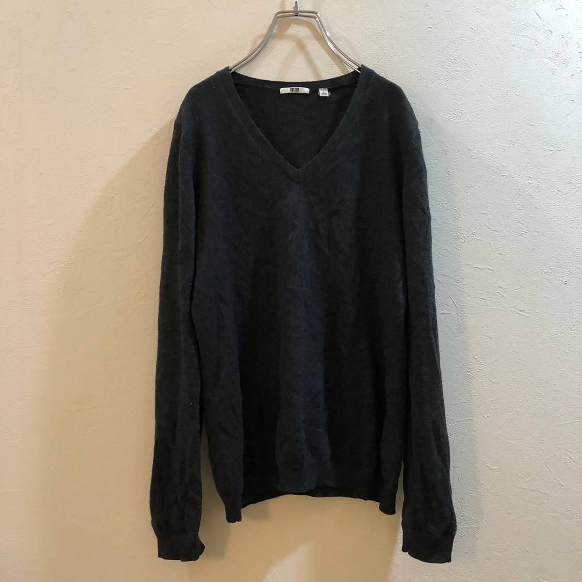 UNIQLO/ユニクロ 長袖 Vネックセーター カシミヤセーター グレー レディース L拍卖