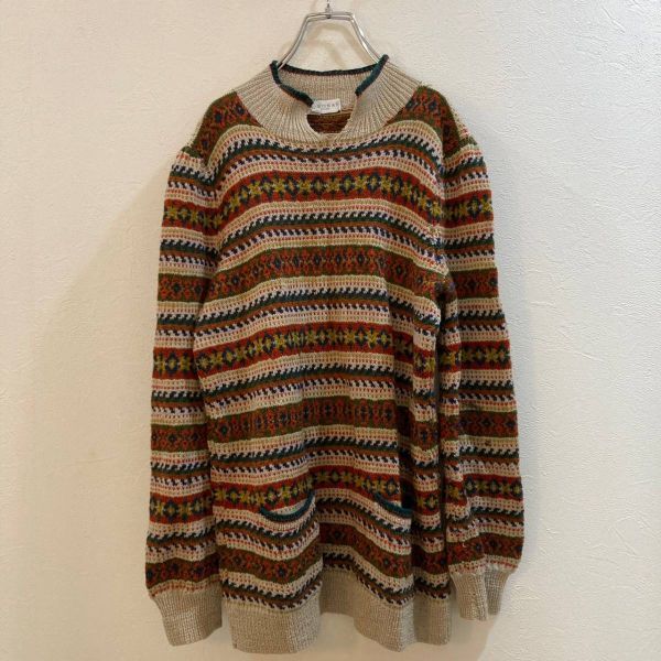 EDINA RONAY/ 長袖 総柄セーター ベージュ オレンジ メンズ 10拍卖