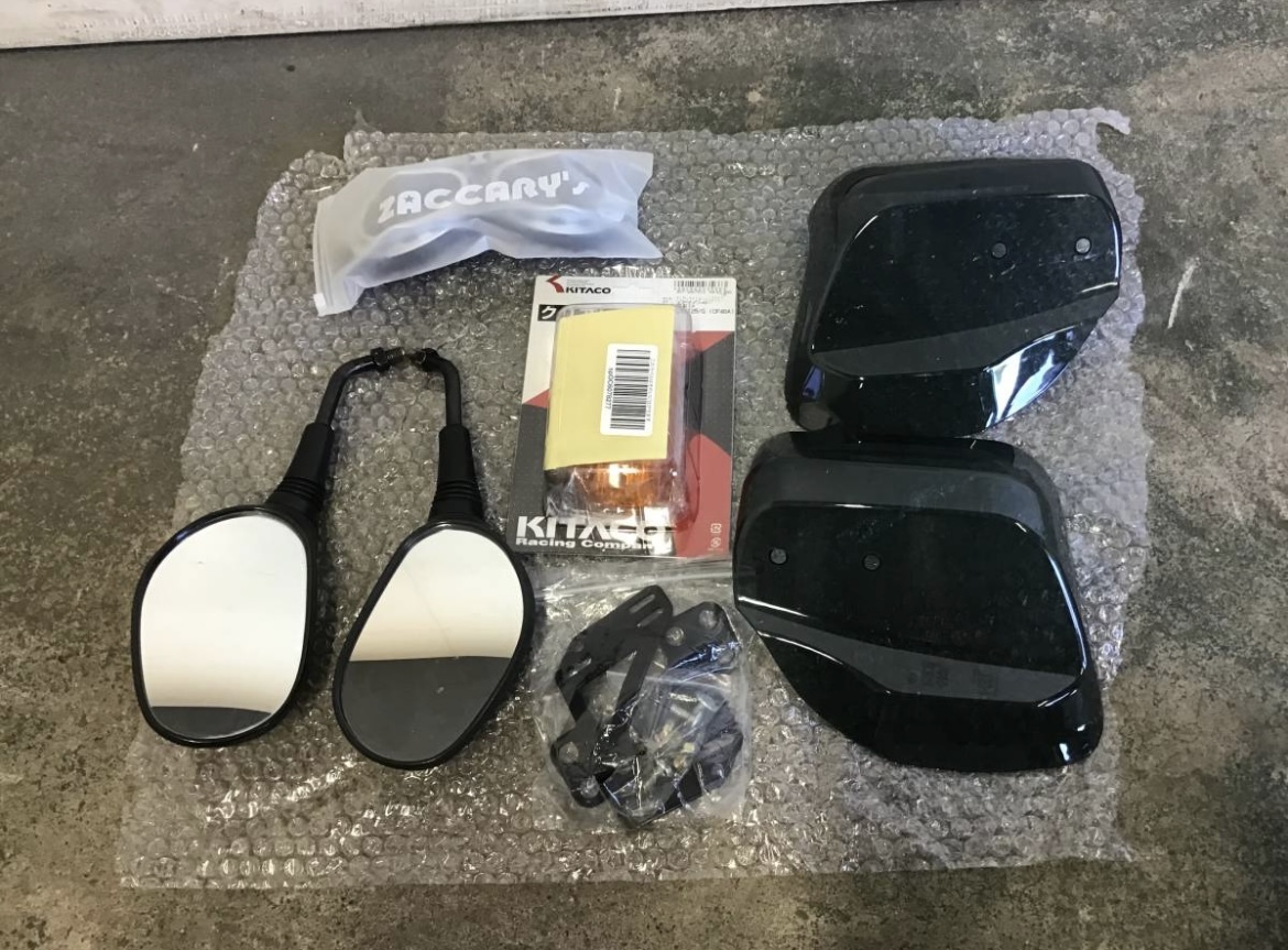 ★岐阜発 バイクサイドミラー/ゴーグル/ハンドルガード/KITACO/クリアレンズ/ウインカーレンズ/テールレンズセット/中古品 R4.6/12★拍卖
