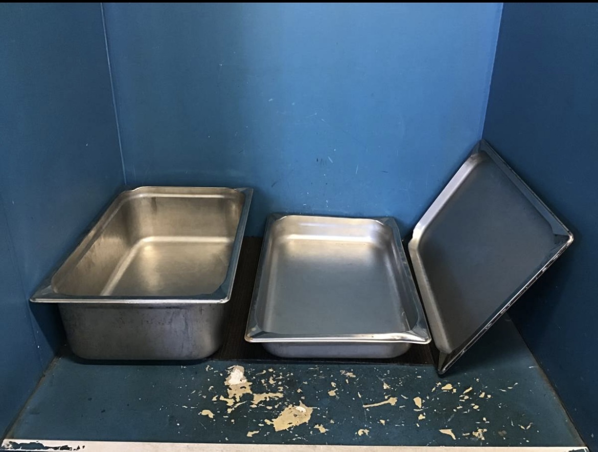 ★岐阜発 ステンレス製/バット/角バット/3個セット/調理器具/厨房/店舗/サイズ520mm×328mm×155mm/現状品 R4.11/6★拍卖