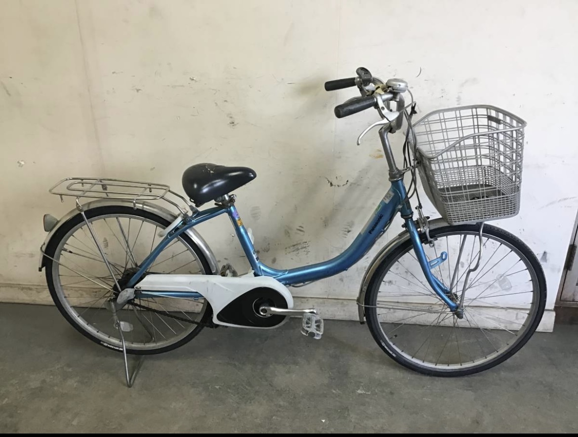 131□岐阜発 △Panasonic 電動自転車/24インチ/走行確認/アシスト未確認/充電器なし/防犯有り/鍵有り/サドル破れ有り/ジャンク品R5.1/19□拍卖