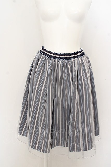 axes femme / サテンストライプチュールレイヤードスカート O-23-09-19-045-AX-SK-IG-ZT319拍卖