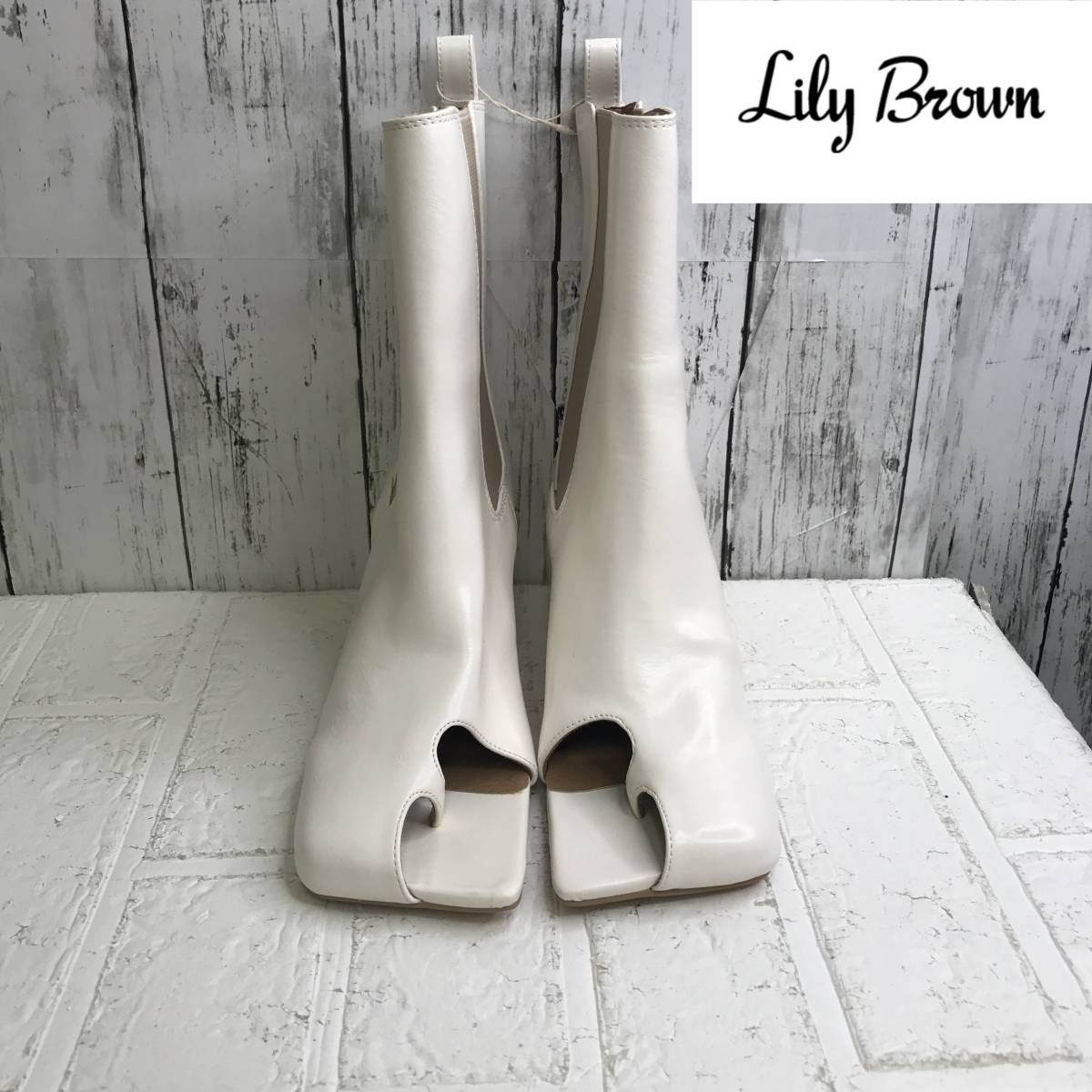 LILY BROWN リリーブラウン サイドゴアブーツ M(23.5cm)サイズ ホワイト S5.2-356 USED拍卖