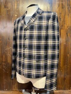 L037 メンズ ジャケット WORLD EXE ワールドエグゼ GGD チェック 柄 ショート テーラード 4B 4釦 / L (8)拍卖