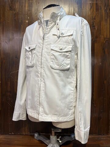 L032 メンズ ブルゾン COMME CA ISM コムサイズム ジャケット ジップアップ ホワイト ミリタリー 大きいサイズ / XL (8)拍卖