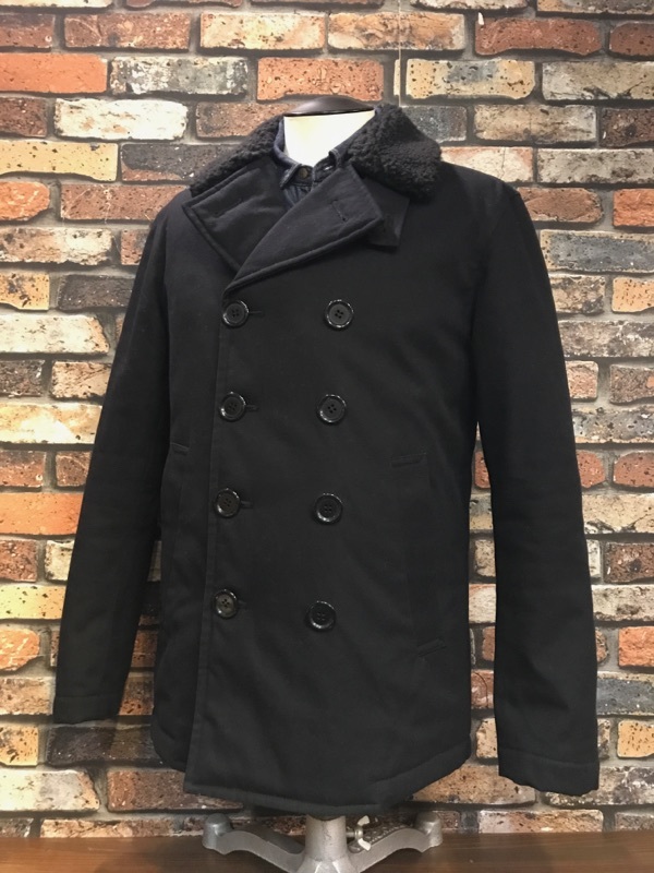 G656 メンズコート BEAMS ビームス Pコート おしゃれ 無地 ブラック ダブル コットン ボア 中綿 定番 人気 (100)/ M拍卖