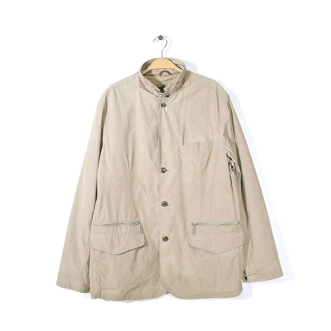 【送料無料】バブアー × ランドローバー コラボ 別注品 サンドジャケット ポリコットン BARBOUR LAND ROVER メンズL 古着 @DZ0497拍卖