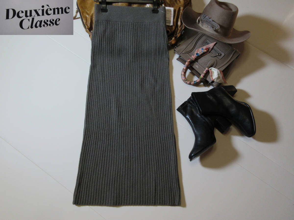 新品 Deuxieme Classe/ドゥーズィエム クラス◆【*カシミヤ100 CARIAGGI Knitニットスカート】カーキ◆¥48,400-拍卖