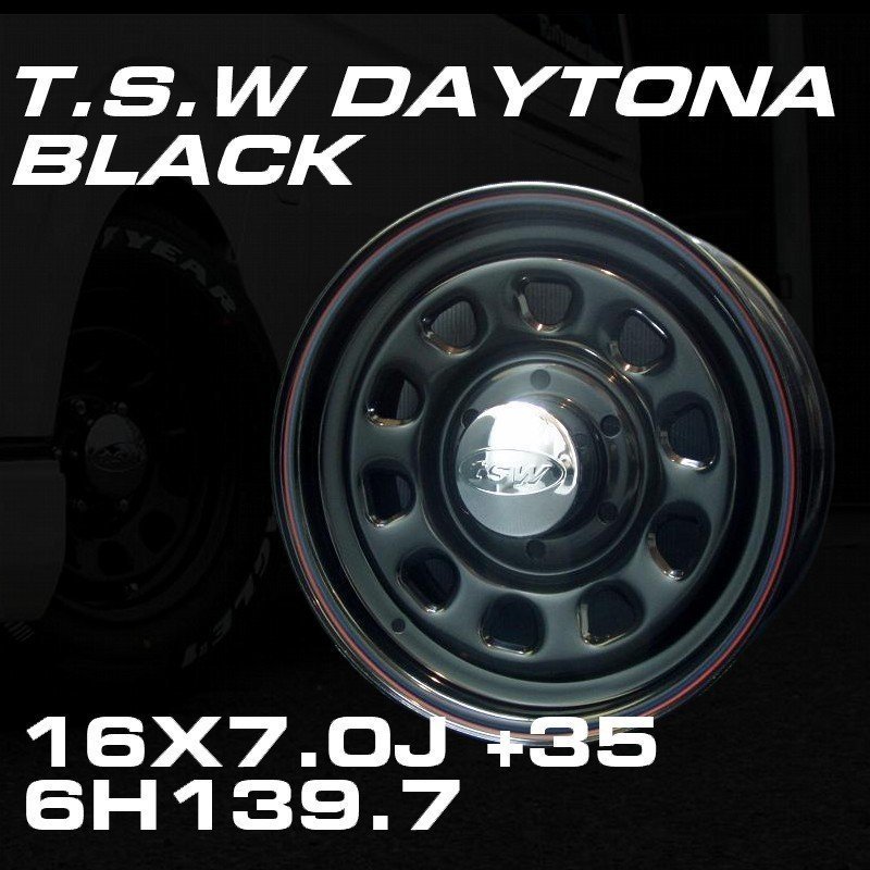 ● ティスファクトリー TSW デイトナ DAYTONA ブラック 16×7J +35 6穴139.7 ホイール 4本セット 200系ハイエース 100系ハイエース後期バン拍卖