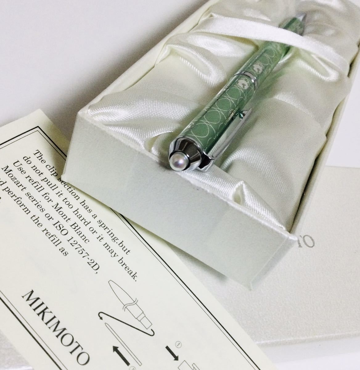MIKIMOTO Ballpoint Pen 真珠付き ミキモト ボールペン グリーン拍卖