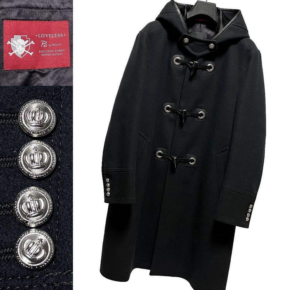 未使用 LOVELESS / Milior ラブレス メルトン ウール ダッフルコート L 濃紺 ダークネイビー系 イタリア製生地使用拍卖