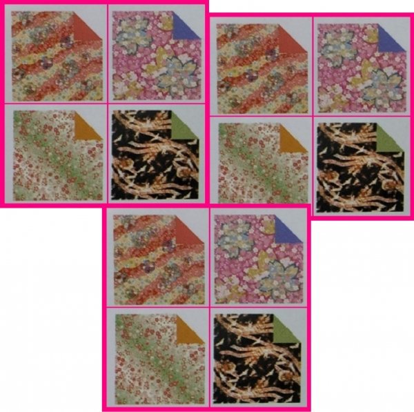 【送料無料:おりがみ:108枚:両面】★素材の綺麗な 和風 ちよがみ:4柄X9枚x3セット:36枚x3セット:15cm No2 おり紙★折紙 折り紙 ちよ紙拍卖